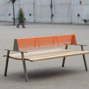 banc bois double dossier acier VAUVERT