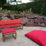 A1 banc 3pl BA130 ensemble avec tabouret et pouf