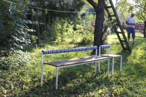 Banc bois et acier avec dossier outdoor GRANACE