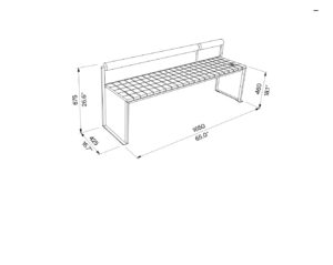 Banc bois et acier avec dossier outdoor GRANACE