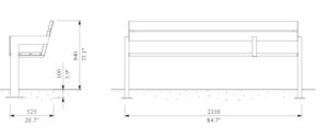 Banc long bois accoudoirs ARNAGE plan