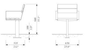 Fauteuil avec accoudoirs 1 pied MAYENNE plan