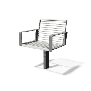 Fauteuil tout acier avec accoudoirs et 1 seul pied ALEXAIN