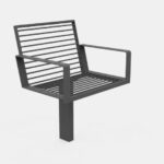 Fauteuil tout acier avec accoudoirs et 1 seul pied ALEXAIN.