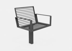 Fauteuil tout acier avec accoudoirs et 1 seul pied ALEXAIN.