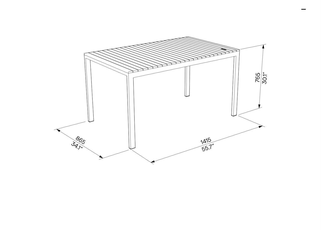 Table résistante bois outdoor L1400mm REZZA
