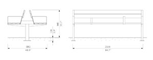 U1-350 banc double long bois ERNÉE plan