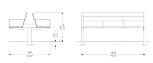 U1-351 ERNÉE banc double bois 1850mm