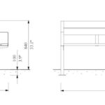 U1-351 banc double bois 1850mm plan