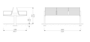 U1-391 banc double tout acier CRAON 1850mm