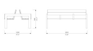 U1-450 banc double plan 1850mm