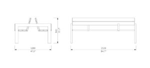 U1-450 banc double plan 2150mm