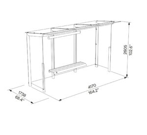 Abribus L4170mm avec parois latérales et banc PANTIN (13)
