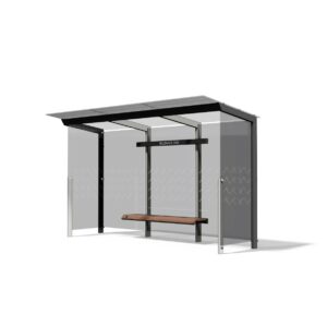 Abribus L4170mm avec parois latérales et banc PANTIN