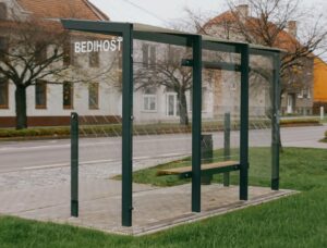 Abribus L4170mm avec parois latérales et banc PANTIN (4)