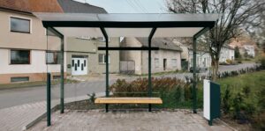 Abribus L4170mm avec parois latérales et banc PANTIN (5)