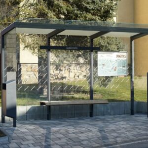 Abribus L4170mm avec parois latérales et banc PANTIN