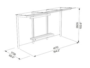 Abribus L4700mm avec banquette bois intégrée MONTREUIL (5)