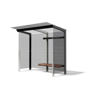 Abribus avec banc bois et 2 parois latérales BOBIGNY (1)