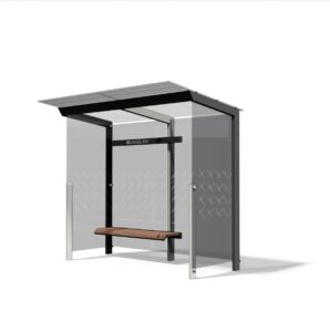 Abribus avec banc bois et 2 parois latérales BOBIGNY