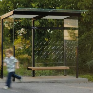 Abribus avec banc bois et 2 parois latérales BOBIGNY