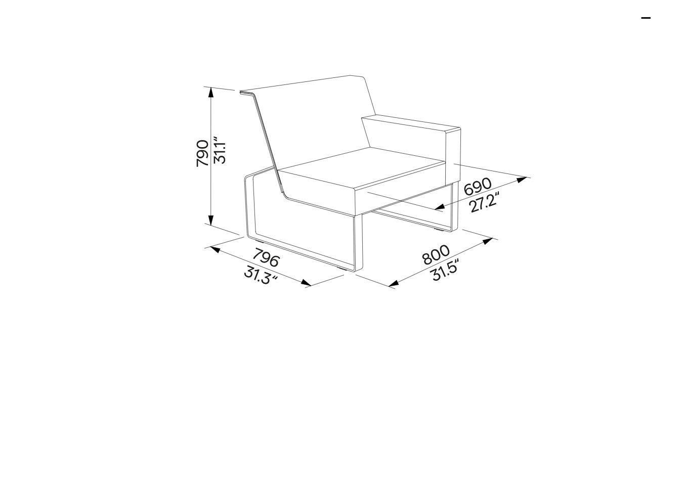 Fauteuil extérieur accoudoir gauche MERIA