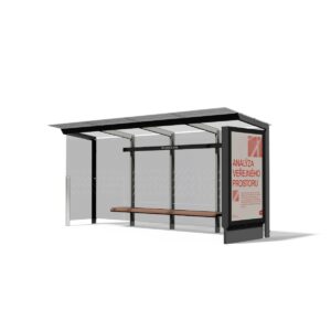 Grand Abribus avec bancs parois latérale et panneau publicitaire SEVRAN