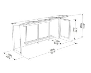 Grand Abribus avec bancs parois latérale et panneau publicitaire SEVRAN (4)