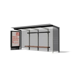 Grand Abribus avec bancs parois latérale et panneau publicitaire SEVRAN (6)