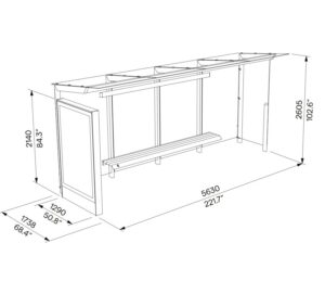 Grand Abribus avec bancs parois latérale et panneau publicitaire SEVRAN (7)