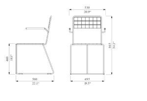 T1 chaise bois avec accoudoirs KL104