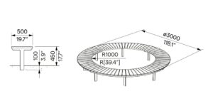 Banc circulaire CLISSON R1000 plan.
