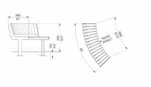 Banc concave avec dossier DONGES plan