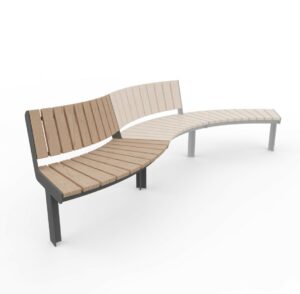 Banc courbe convexe dossier LAVAL sur-mesure-