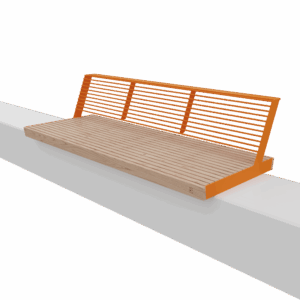 Banc long acier bois sur muret ALBERTVILLE .