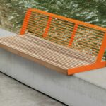 Banc long acier bois sur muret ALBERTVILLE.