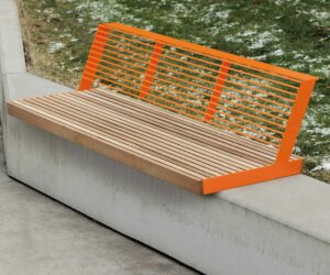 Banc long acier bois sur muret ALBERTVILLE.