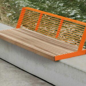 Banc long acier bois sur muret ALBERTVILLE