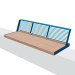 Banc long acier bois sur muret ALBERTVILLE