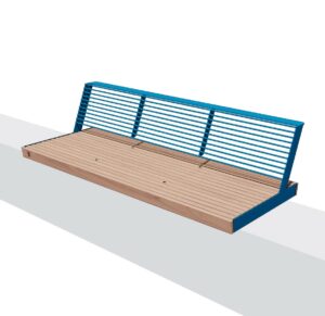 Banc long acier bois sur muret ALBERTVILLE