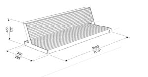 Banc long acier bois sur muret ALBERTVILLE plan