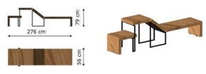 Chaise longue avec table tabouret ROME plan
