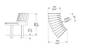 U3-500 banc courbe