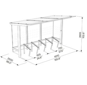 Abri vélos verre sécurit L4210mm POISSY (4)