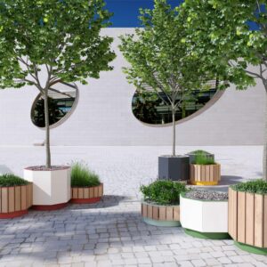 Bac à fleurs rond aluminium LIMAS