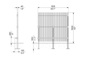 Cache-conteneurs bois segment final 1600mm THIL plan
