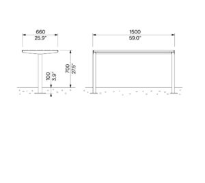 Table avec lames bois horizontales L1500mm BOUSSAY (2)
