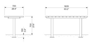 U4-6620 Table L1,60m lame verticale-