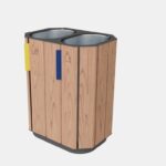 A20-7101 Corbeille tri 2x61L bois ss couvercle