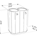 A20-7101 Corbeille tri 2x61L bois ss couvercle plan